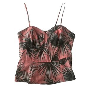 A New Day Sleeveless Tropical Pink Spaghetti Strap Summer Peplum Coral Blouse XL
